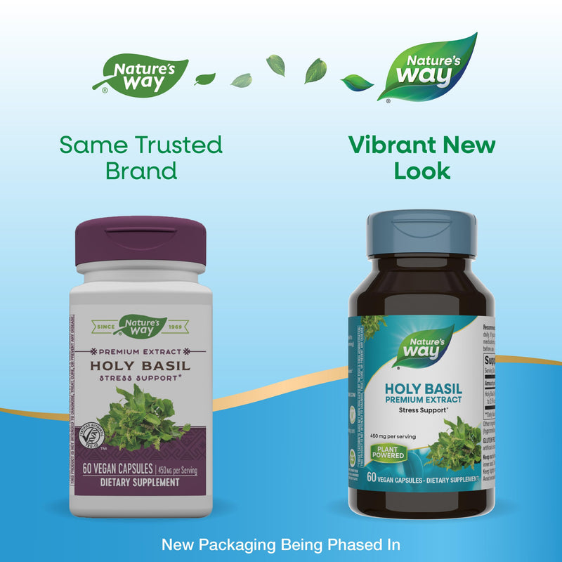 [Australia] - Nature's Way Holy Basil Premium Extract, Stress Support*, Adaptogenic Herb*, 450 mg per Serving, 60 Vegan Capsules (Packaging May Vary) 