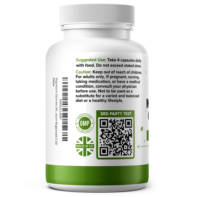 Magnesium Glycinate 2600mg – 120 Vegan Capsules | Sleep & Stress Support | 3rd Party Batch Tested | 338mg Elemental Magnesium | GMP Certified | Made in UK | Magnesium Bisglycinate (120) 120 count (Pack of 1)