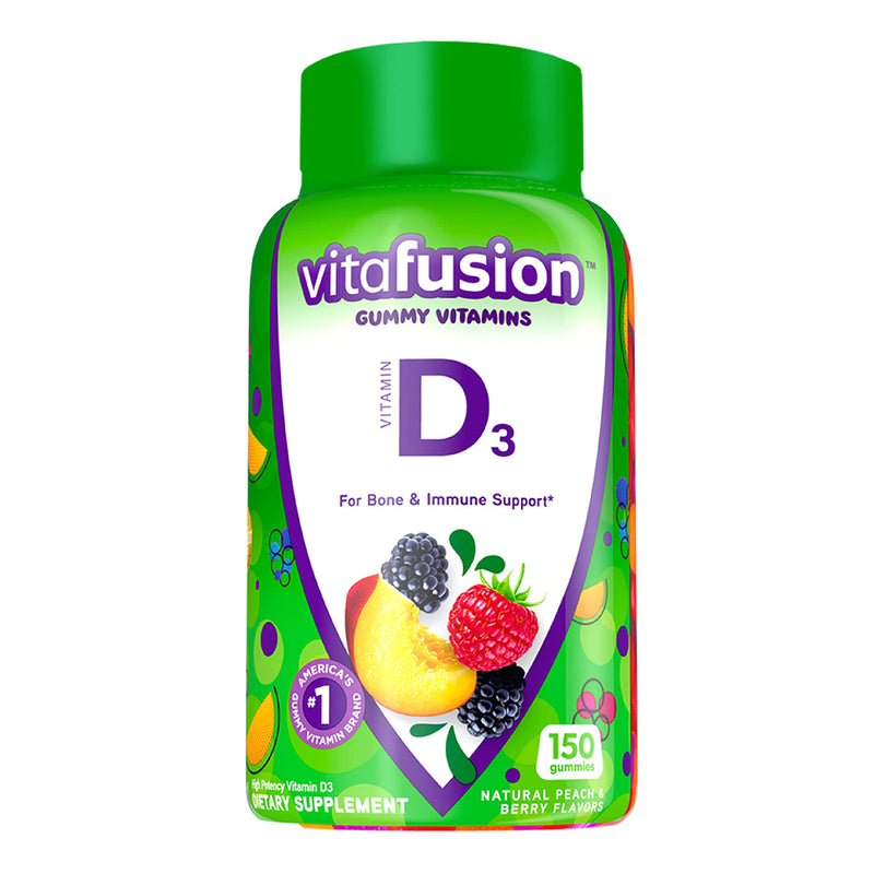 Vitafusion Fiber Well + Probiotics Gummies for Adults, 60 Count Vitamin D3 Gummy Vitamins, Peach, BlackBerry and Strawberry Flavored, 50 mcg Vitamin D, 150 Count Nutritional Supplement+ Vitamin D3 Gummy