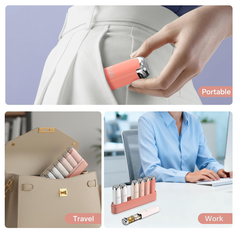 Weekly Pill Organizer 3 Times A Day, 7 Day Travel Pill Box, Pink | Pill Organizer 3X a Day for Women, Compact And Portable, Detachable Daily Compartments For Vitamins And Supplements