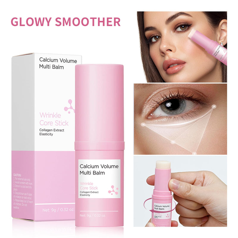 Cemenrete Calcium Volume Multi Balm Stick, Korean Collagen Moisturizing Glow, Hydrating & Anti-Aging Almond Vitamin E for Face, Eyes, Lips & Neck (Multi Balm Stick, 2) 2PCS Multi Balm Stick 1 Count (Pack of 2)