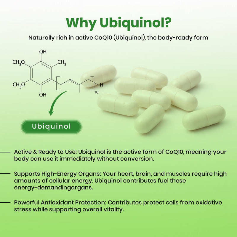 VED Ubiquinol 150 mg Vegan 120 Capsules, Active Form CoQ10 Supplement, High Absorption & Enhanced Bioavailability, Antioxidant & Cellular Energy Support, Non-GMO,