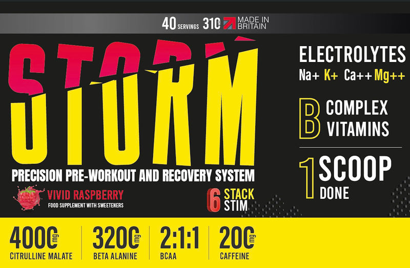 Six Stack Precision Pre Workout & Recovery – 4000mg Citrulline Malate, 3200mg Beta Alanine, 2000mg BCAA 2:1:1, 200mg Caffeine, 850mg Premium Electrolytes, B Vitamins, 40 Servings