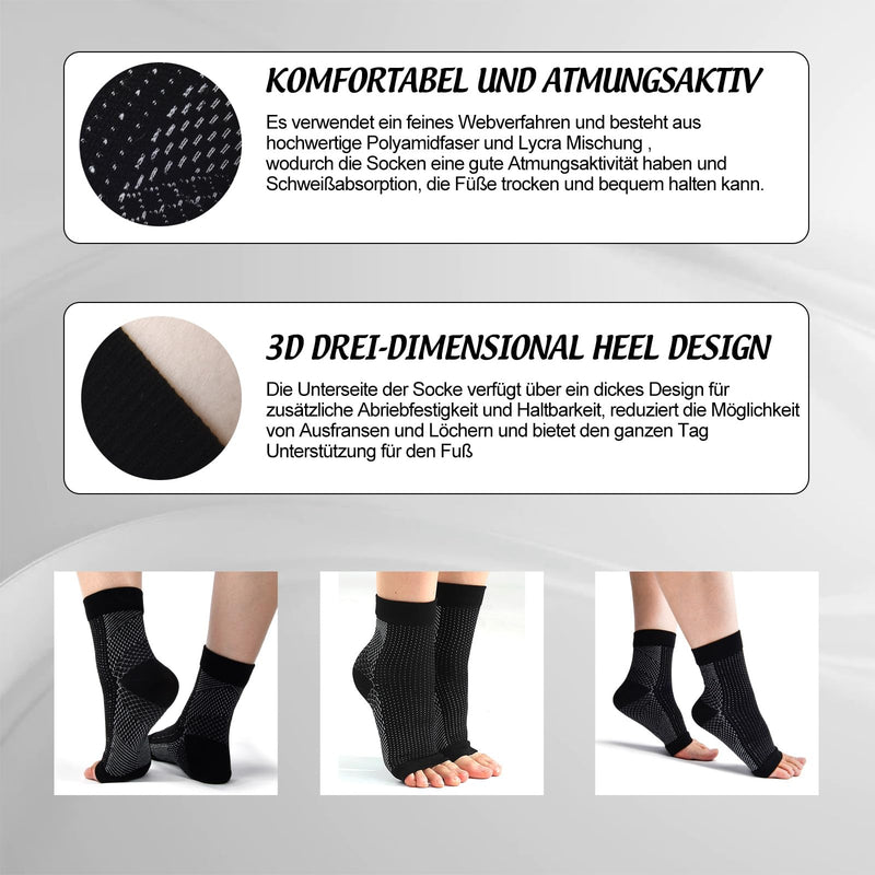[Australia] - TOMILIOLD 4 pairs of compression socks for women and men, ankle support, ankle support, Achilles tendon bandage, ankle orthopedic compression socks, foot support, 43-46, black 
