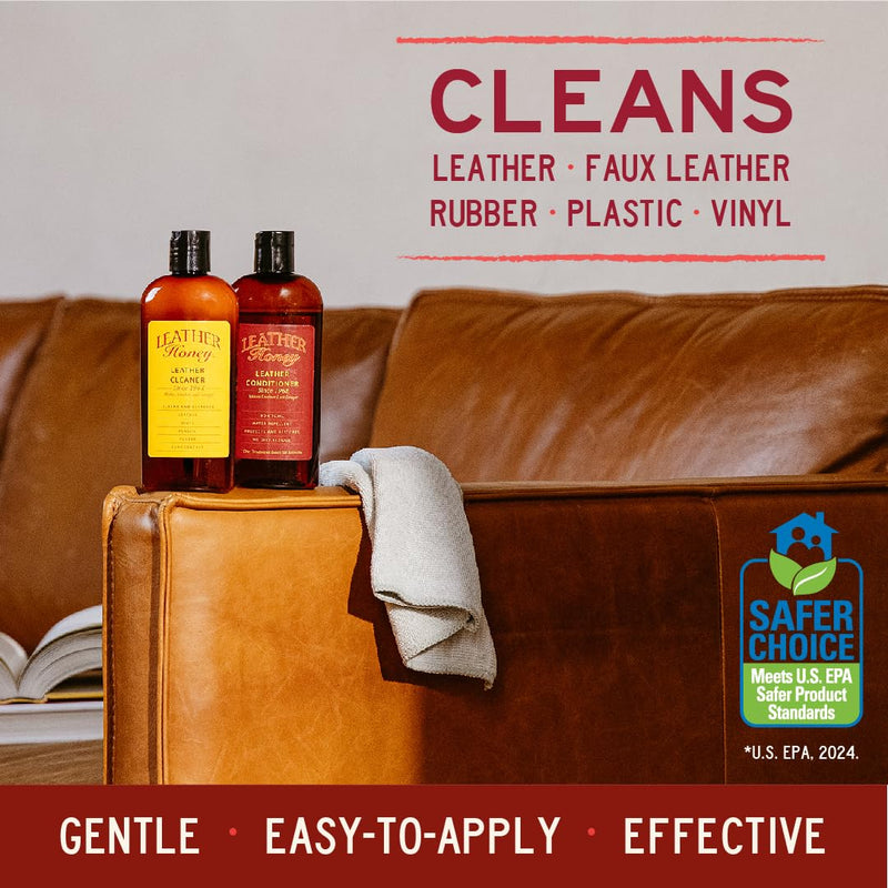 [Australia] - Leather Honey Leather Cleaner: Non-Toxic Leather Care Made in The USA Since 1968. Deep Cleans Leather, Faux & Vinyl - Couches, Car Seats, Purses, Tack, Shoes & Bags. Safe Any Colors & White Leather 8 Ounce (Pack of 1) 