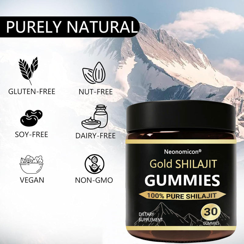 [Australia] - Shilajit Gummies for Men, Pure Himalayan Shilajit, 85+ Trace Minerals & Fulvic Acid, No Added Sugar Non-GMO, Energy Boost & Immune Support, 30 Gummies 