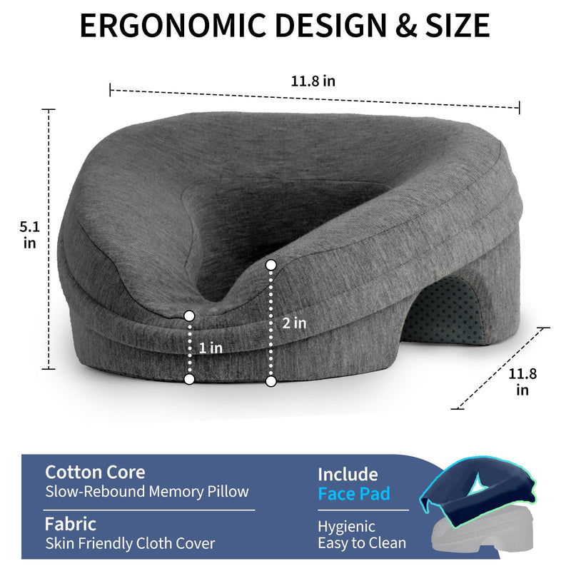 [Australia] - Face Down Pillow Massage Headrest for Bed, Stomach Sleeping Pillow, Face Cradle, BBL Pillow After Surgery Post Eye Surgery Recovery Equipment for Massage Tables,Piercing Pillows Removable Cover Black 