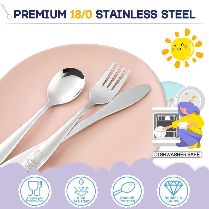 [Australia] - VITEVER 10-Piece Toddler Utensils, Kids Stainless Steel Silverware Set, Children Safe Forks and Spoons - Mirror Polished, Dishwasher Safe 
