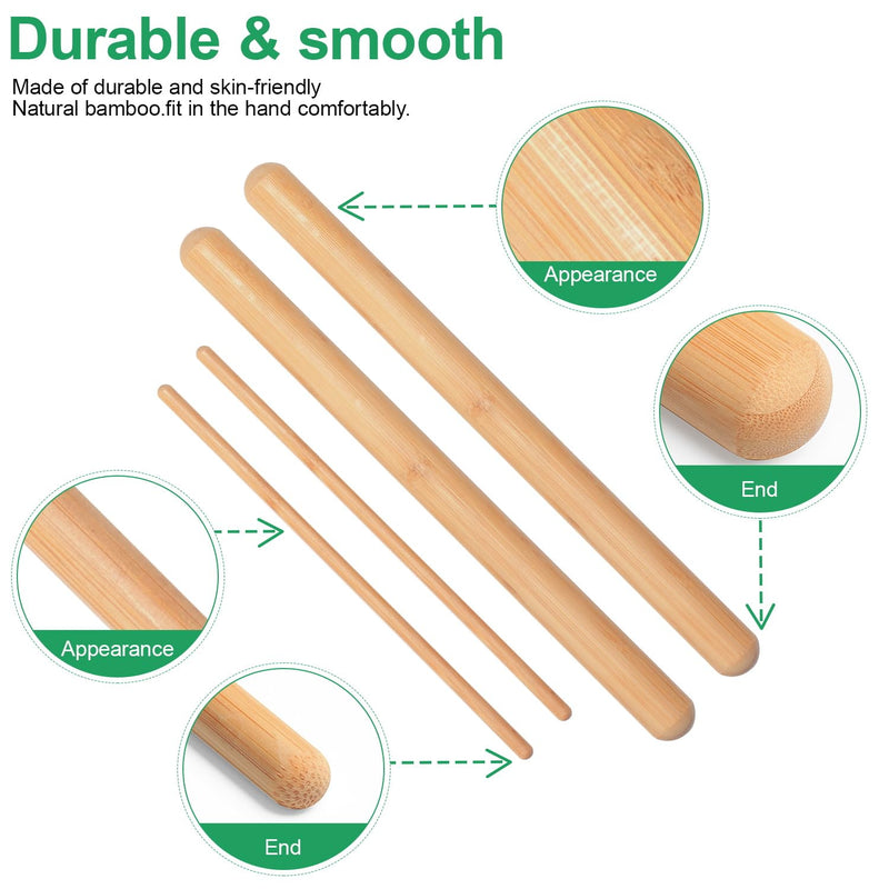 [Australia] - Bamboo Massage Sticks Ergonomic Muscle Relief Tools Portable Therapy Sticks for Deep Tissue Massage, Spa Quality Recovery for Athletes & Home Use, Natural Bamboo Design 