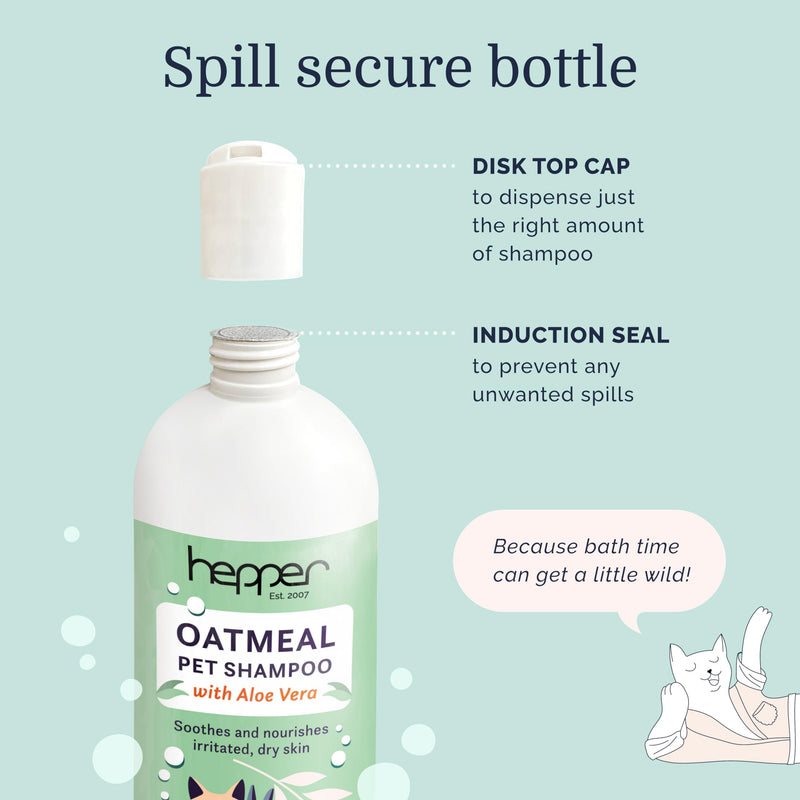 Hepper Oatmeal Shampoo for Dogs, Cats and Other Pets - All Natural Pet Shampoo: No Dog Soap, Cat Soap or Pet Soap - Dog Shampoo Sensitive Skin, Dog Dry Skin, Dog Itchy Skin Treatment -Cucumber & Aloe - PawsPlanet Australia