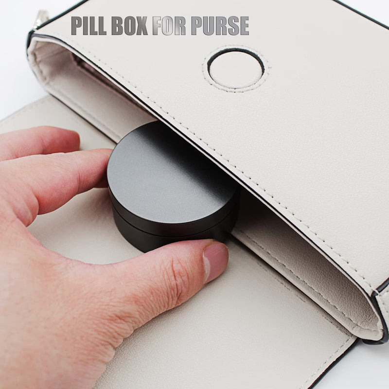 Portable Daily Pill Case, Heavy Duty Aluminium Alloy Round Pill Box, Waterproof Travel Pill Organizer, Pocket Purse Medicine Vitamin Holder EDC Container for Outdoor Camping Working Gray Medium