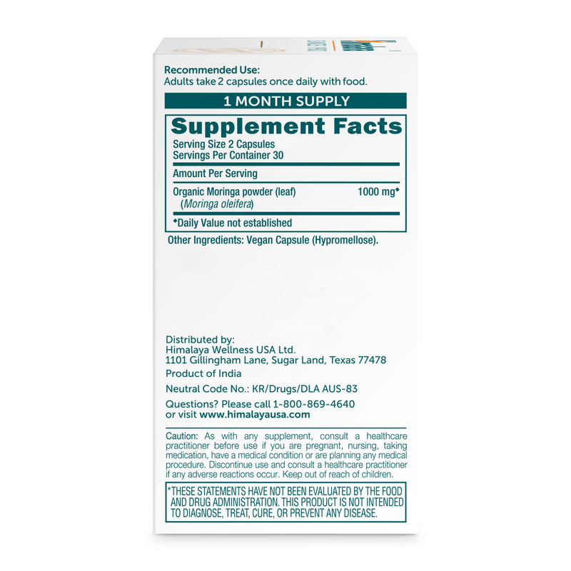 [Australia] - Himalaya Moringa - Herbal Superfood Antioxidants Supplement Supporting Wellness, Vitality, and Oxidative Stress - Vegan, Non-GMO, Gluten Free, 1000 mg, 60 Capsules 
