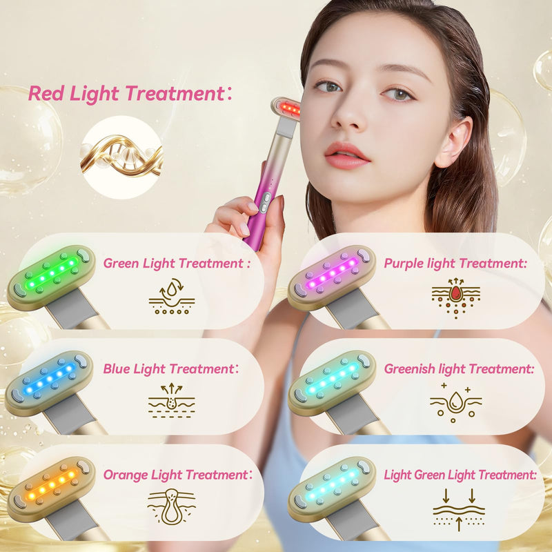 7 in 1 Red-Light-Therapy，Red Light Therapy for Face Eye Skincare Equipment at Home，Red for Skincare & Blue Rejuvenation Tool (Rose Purple) Rose Purple