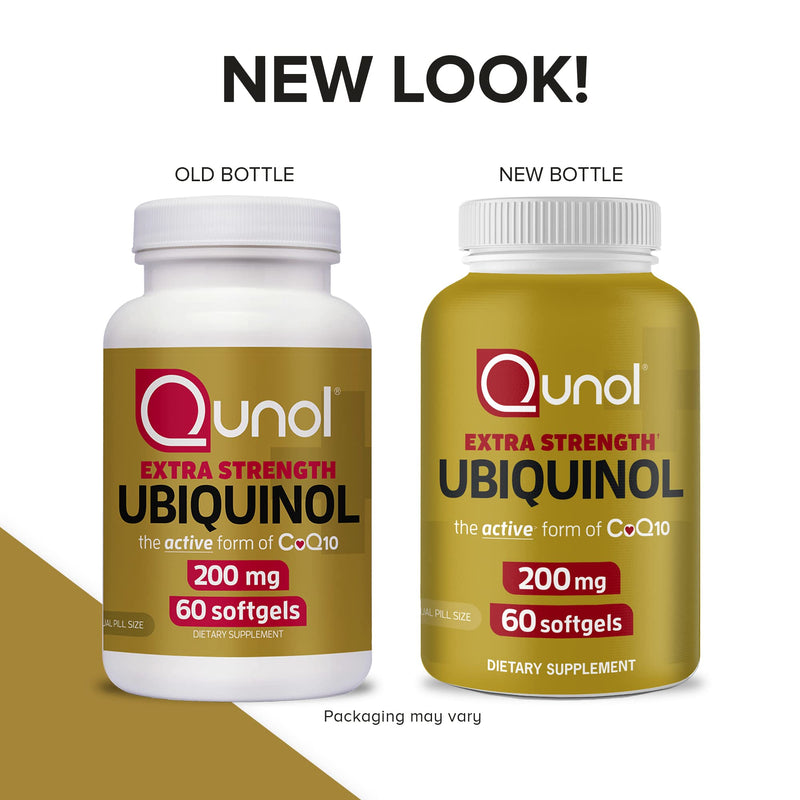 [Australia] - Qunol Ubiquinol CoQ10 200mg Softgels, Powerful Antioxidant for Heart and Vascular Health, Essential for Energy Production, Natural Supplement Active Form of CoQ10, 60ct Softgels 60 Count (Pack of 1) 