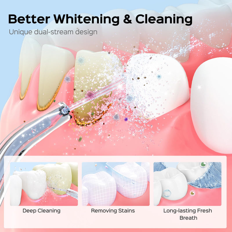[Australia] - COSLUS Water Flosser Pick with 30pcs Whitening Mint Flavor Refill Combo for Teeth, Braces, Gums Care - Easy to Use, Portable for Coffee Lovers & Travel, Rechargeable, BPA-Free, Black, W40(F5020E) 