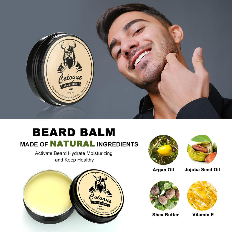[Australia] - EXREIZST Beard care set for men, beard care set, with 2 beard oil, beard balm, beard comb, beard brush, beard stencils, cups, travel bag, suitable for birthday gifts for men, him, father, husband, brother, friend 