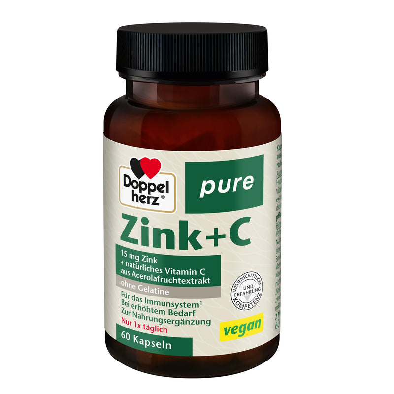 [Australia] - Doppelherz pure zinc + C - vitamin C and zinc contribute to the normal function of the immune system - 60 vegan capsules 