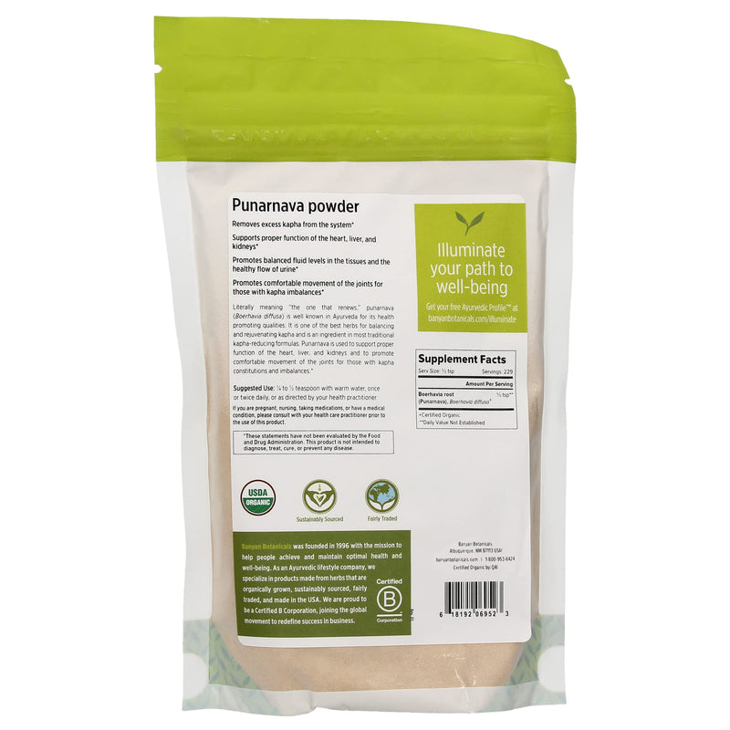 [Australia] - Banyan Botanicals Organic Punarnava Powder ‚Äì Boerhavia diffusa ‚Äì for Weight Management, Liver & Kidney Support & More* ‚Äì 1/2lb. ¬≠‚Äì Non-GMO Sustainably Sourced Vegan Punarnava Powder - 1/2 lb 