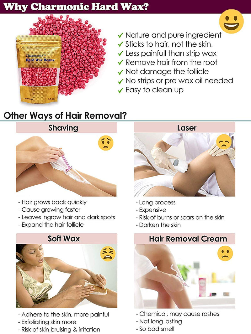 [Australia] - Charmonic Depilatory Wax, 17.5 Oz Hard Body Wax Beans for Women Men, Hair Removal European Beads 500g/1.1 lb (rose) rose 