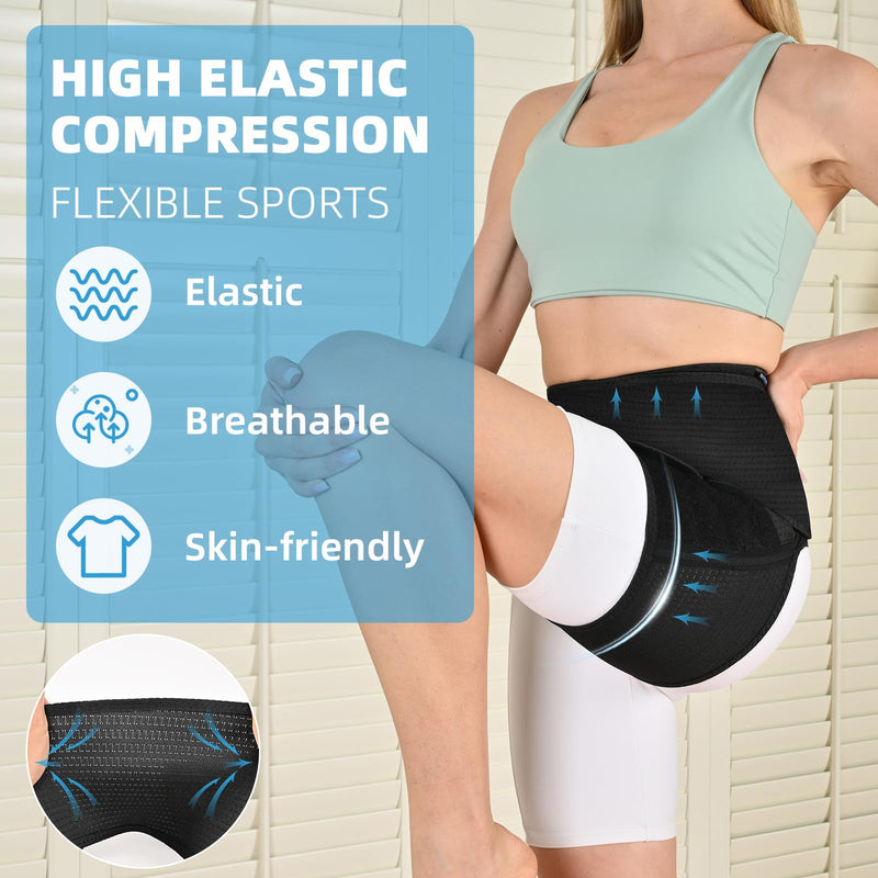 Tenbon Hip Brace for Sciatica Pain Relief Compression Wrap for Sciatic Nerve, Hamstring Pull, Hip Flexor Strain, Groin Injury, Pulled Thigh SI Belt Sacroiliac Joint Support Stabilizer for Men, Women