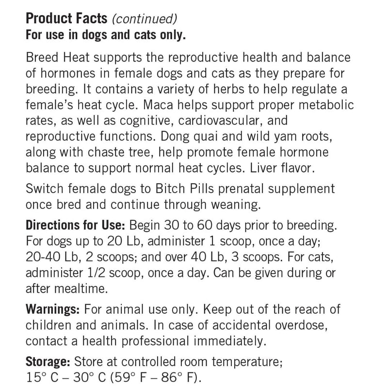Breed Heat - Breeding & Reproductive Supplement for Dogs & Cats (Formerly Thomas Labs, Same Product) - 16 oz Powder - PawsPlanet Australia