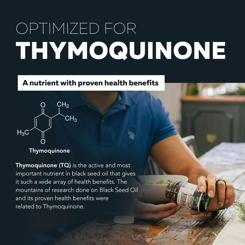 [Australia] - Black Seed Oil Capsules | 5% Thymoquinone - TQ-Advanced® | Maximum Strength - 500 mg of Oil per Capsule - 15:1 Oil Concentrate from Nigella Sativa, Raw Form, Vegan, Glass Bottle (60 Capsules) 