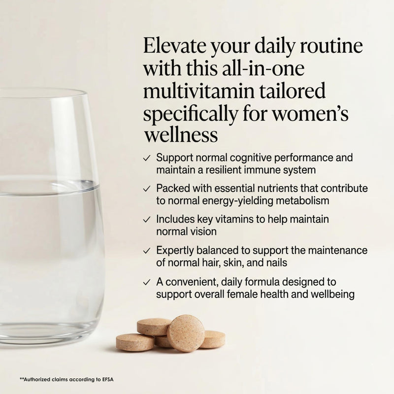 Sky Premium Life Women’s Multivitamin & Minerals – 23 Nutrients for Energy, Immune Support & Fatigue – Skin, Hair & Nails with Biotin, Iron, Zinc & Vitamin D3 – 60 Tablets (2 Month Supply)