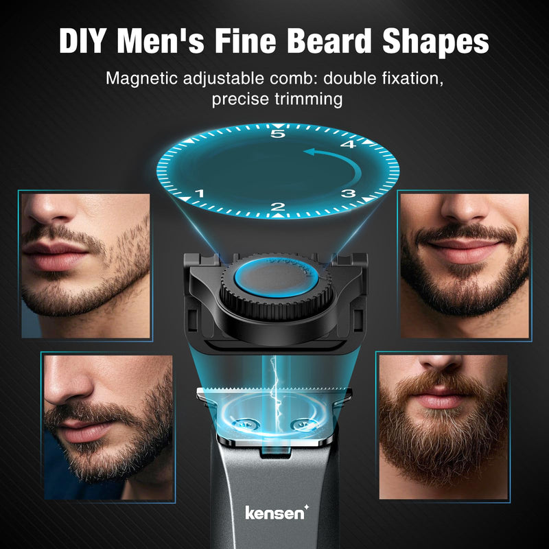 Kensen Adjustable Beard Trimmer for Men – Precision Ceramic Blades, Waterproof, Rechargeable, Ideal for Beards, Mustaches & Hair Electric Shavers Facial Hair Trimming Electric Razor Clipper Groomer