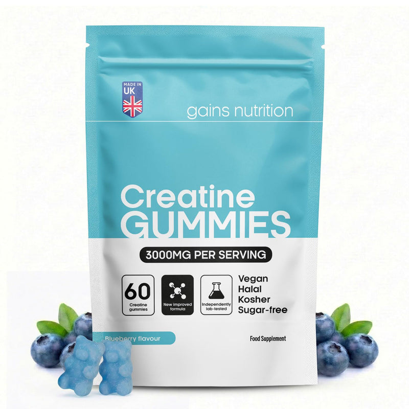 GN Creatine Gummies 3000mg Per Serving | 60 Sugar Free Real Creatine Monohydrate Gummies (30 Servings) | Blueberry | Vegan | Made in UK