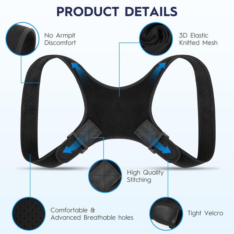 Back Brace Posture Corrector for Men and Women - Bionic System Newly Adjustable Upper Back Support Shoulder Posture Brace, Back Straightener Neck Pain Relief