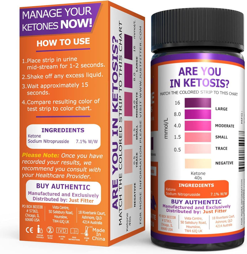 [Australia] - Ketone Keto Urine Test Strips. Look & Feel Fabulous on a Low Carb Ketogenic or HCG Diet. Get Your Body Back! Accurately Measure Your Fat Burning Ketosis Levels. 