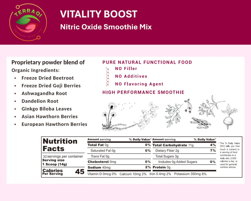 Vitality Boost Nitric Oxide Smoothie Mix 450g 450.0 Grams