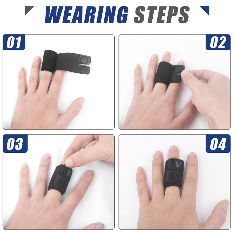 Finger Splint (No Metal Support), 2PCS Lightweight OK Cloth Finger Sleeve/Brace for Arthritis, Tendonitis & Pain Relief, Adjustable Compression for Sports Injury Relief (Basketball, Tennis, Volleyball, Badminton, Golf) – Single Finger Design - M Medium