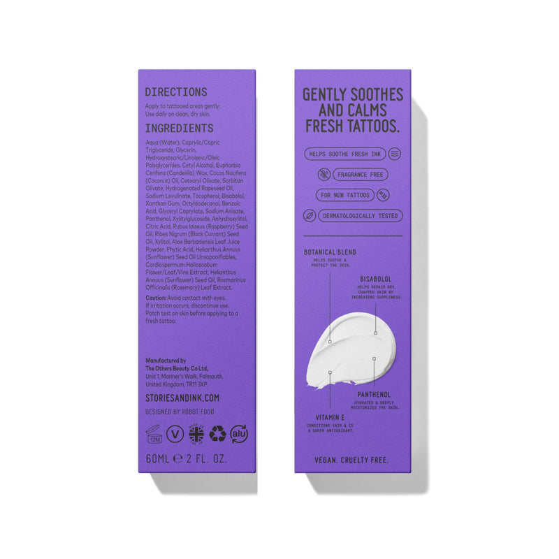 [Australia] - Stories & Ink Tattoo Care | AFTERCARE CREAM for fresh tattoos - Soothes Freshly Tattooed Skin, Visibly Calms Itchy or Irritated Skin, Fragrance-Free, Vegan & Cruelty-Free, 60 mL / 2 Fl Oz Cream (2 oz) 