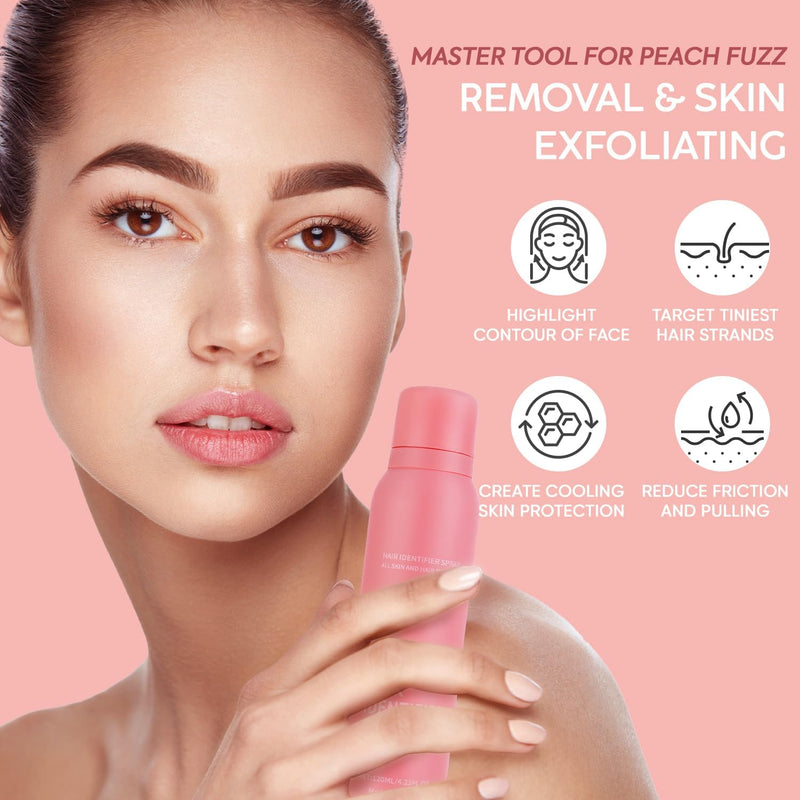 Hair Identifier Spray for Face Shaving: Dermaplane Spray and Razor Set - Identifying Fine Hair Peach Fuzz and Moisturizing Skin Before Dermaplaning 8 FL OZ