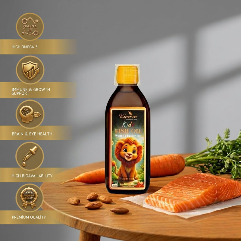 Kiperin Kids Fish Oil Omega 3 for Kids DHA & EPA Fish Oil Supplement Child-Friendly Formula 150 ml