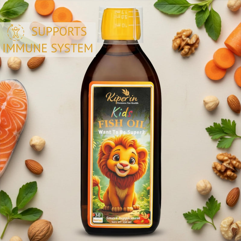 Kiperin Kids Fish Oil Omega 3 for Kids DHA & EPA Fish Oil Supplement Child-Friendly Formula 150 ml