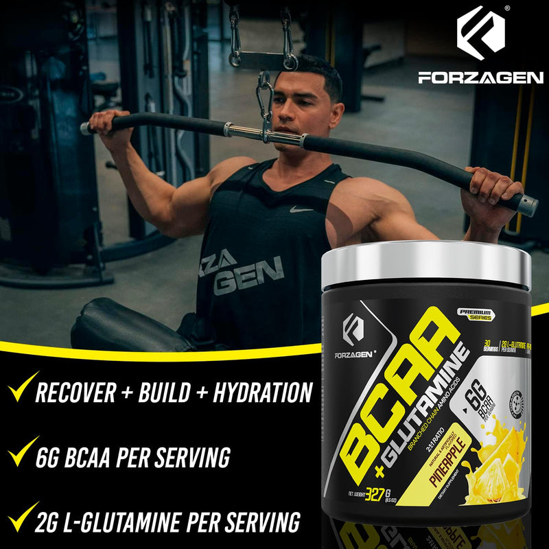 [Australia] - Forzagen BCAAS Amino Acids Powder with Glutamine BCAA Powder, Branched Chain Amino Acids Supplements Powder, BCAA Lean Energy Pre Workout - Post Workout Muscle Recovery Powder, 30 Servings Pineapple 
