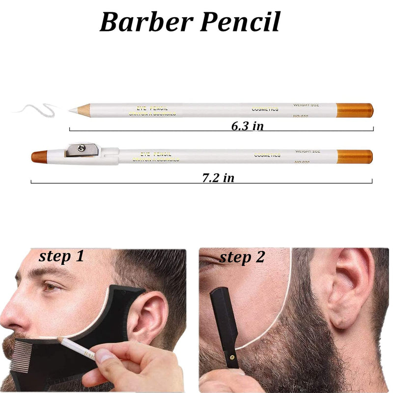[Australia] - Megan Beard shaping tool,5 piece set beard shaper - include Professional Straight Edge Razor,beard template,10 Count of double edge blades,barber pencil and Stainless steel scissors. 