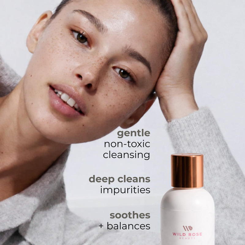 Vitamin E + Glycerin Face Wash Cleanser | For Acne, Cleansing, Daily Buildup Pore Removal - Made W/Botanicals (Wild Rose Beauty)