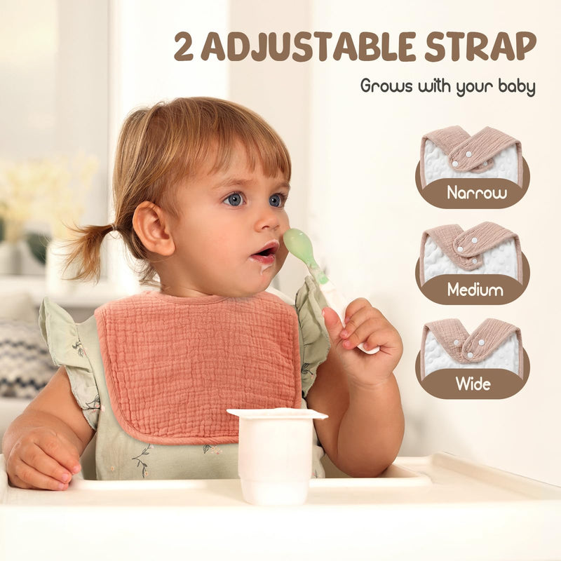 Muslin Baby Bibs for Unisex Boys Girls, Soft Cotton Baby Drool Bibs, Drooling and Teething Bibs for Infant, Newborn Neutral