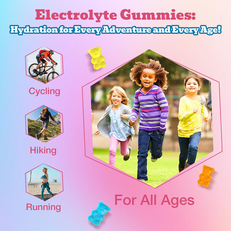 Electrolyte Gummies Sugar Free | Electrolyte Hydration Energy Gummies for Running & Sports - Energy Chews with Calcium & Vitamin C for Kids & Adults, Multiple Mixed Flavors, Gluten-Free, 90 Count 90 Count (Pack of 1)