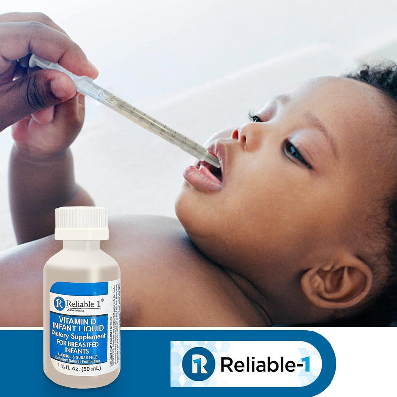 Reliable-1 Laboratories Infant Liquid Vitamin-D Drops 2-Pack (Natural Fruit Flavoring) Sugar & Alcohol Free, for Breast Feeding Babies 0-12 Months and Up