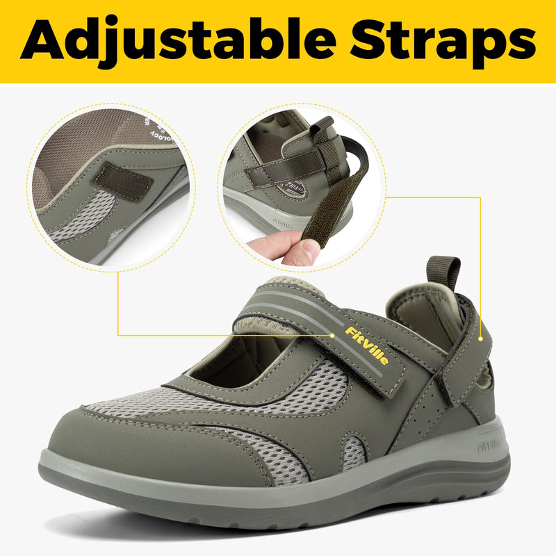 [Australia] - FitVille Women's Diabetic Shoes Extra Wide Width Diabetic Sandals for Women, Diabetic Walking Shoes Adjustable Closure Arch Support Orthopedic Shoes for Swollen Feet Plantar Fasciitis 11 Wide Grey 