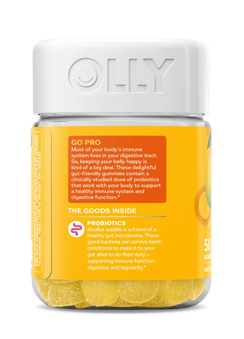OLLY Probiotic Gummy, Immune System & Digestive Support*, Mango - 50 Count 50 Count (Pack of 1)