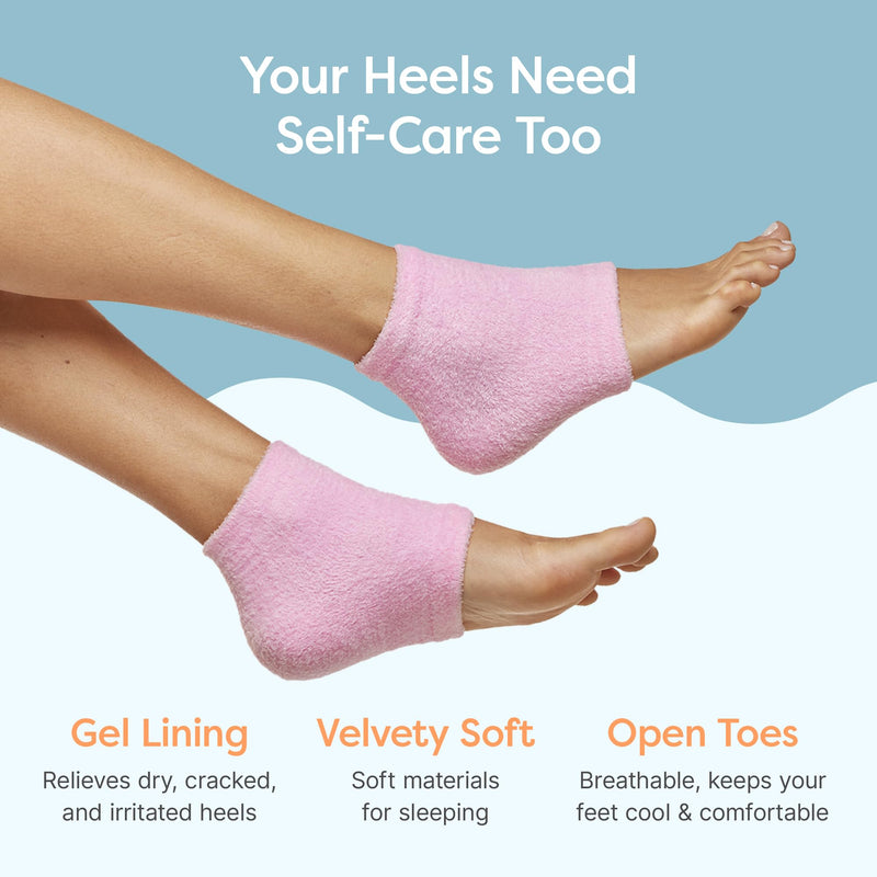 [Australia] - ZenToes Foot Care Kit – Exfoliating Foot Mask for Dry Cracked Feet with Urea, Niacinamide & Rose Extract (3 Pairs) + Hydrating Heel Socks with Vitamin E and Olive Oil (Fuzzy Pink) 