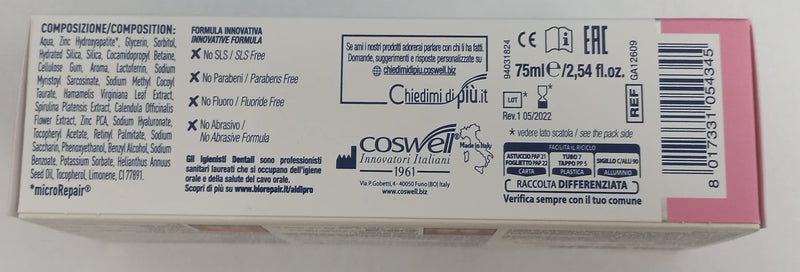 [Australia] - Biorepair Parodontgel® Daily Toothpaste - 2.54 Fluid Ounces (75ml) Tubes (Pack of 2) [ Italian Import ] 