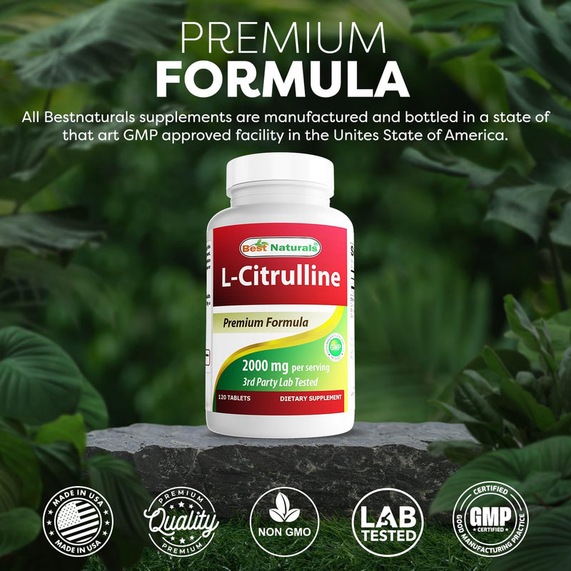 Best Naturals L-Citrulline 2000mg/Serving - Non-GMO - Gluten Free - 120 Tablets (120 Count (Pack of 2)) 120 Count (Pack of 2)