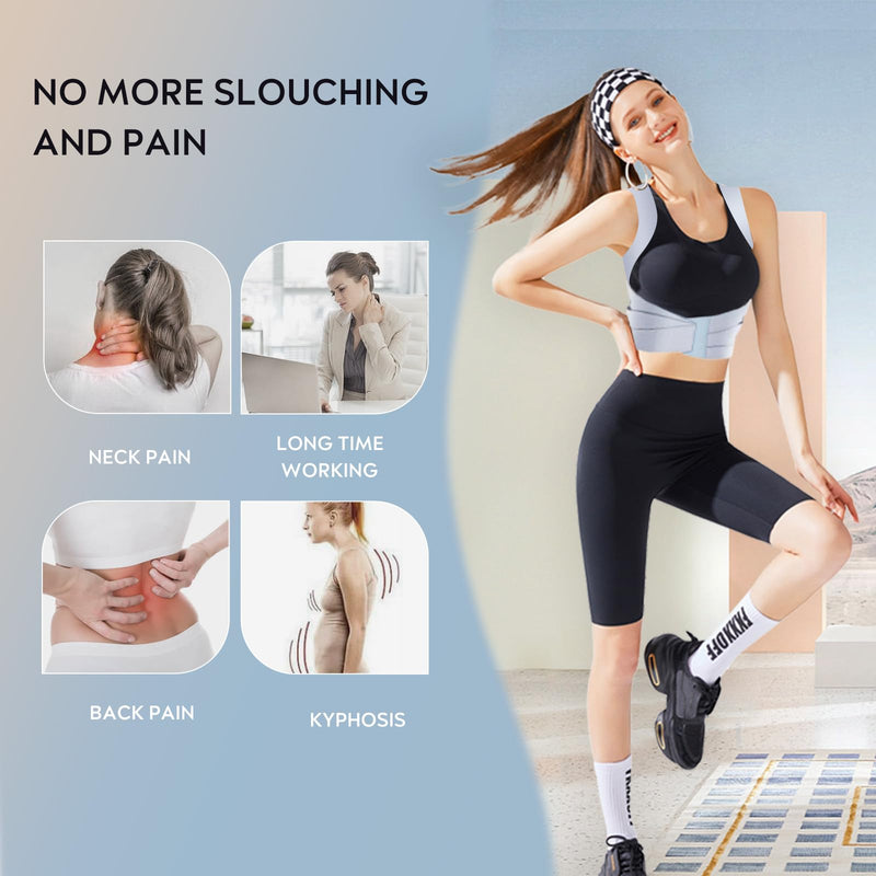 Posture Corrector for Women, Back Brace Posture Corrector, Invisable Back Straightener for Hunchback and Providing Pain Relief from Neck, Back and Shoulder (Gray)(Large 35-41 Inch) Large