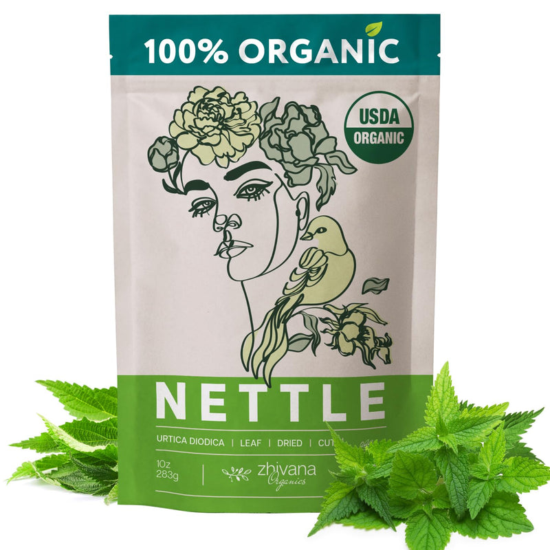 [Australia] - Premium Nettle Leaf Tea Organic - Stinging Nettle Tea Organic – Urtica Dioica Herb - Ortiga Verde Organica – European Dried Nettles Leaves - Cooking Recipe E-Book Included – Large 10 Ounce Bag 